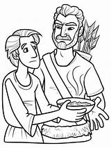 Esau Coloring Jacob His Stew Bowl Excange Birth Right Netart sketch template