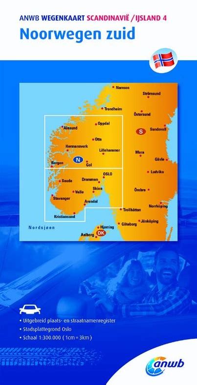 wegenkaart landkaart  noorwegen zuid anwb media  reisboekwinkel de zwerver