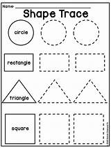 Preschool Shapes Worksheets Worksheet Tracing Shape Kindergarten Preschoolers Activities Math Children Learning Prep Letters sketch template