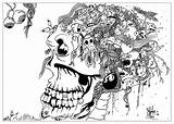 Doodle Coloring Pages Adult Adults Skull Doodling Weird Evil Scary Creatures Strange Draw Coming Different Sites sketch template