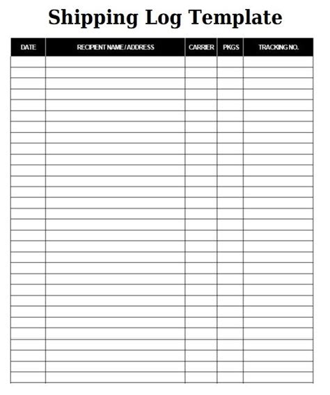 shipping log template  printable ms word format templates
