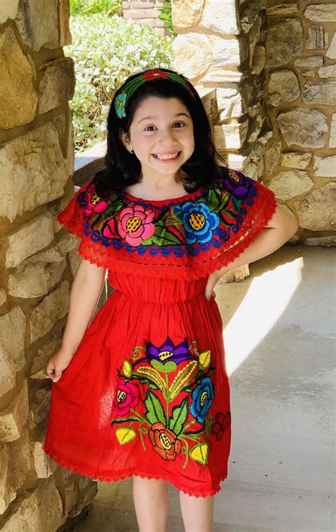 mexican embroidered girl s dress floral girl s etsy girls dresses