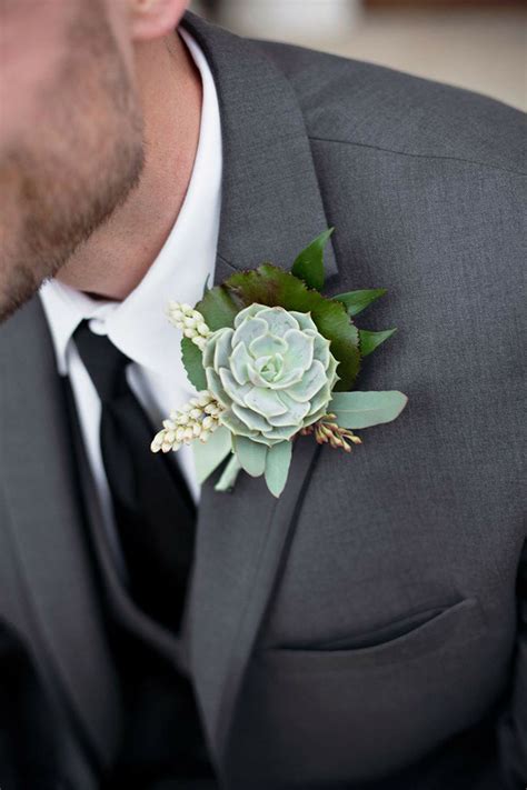 succulent boutonniere for the groom