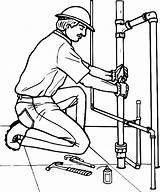 Plumber Pipe Coloring Drawing Replacing Broken Sink Drawings Getdrawings Repairing sketch template