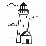 Faro Lighthouse Sillhouette Náutico sketch template