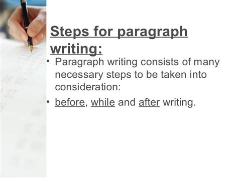 steps  paragraph writing
