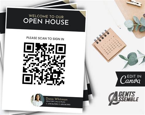 open house sign  sheet  qr code realtor open house real estate marketing touchless open house