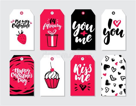 valentines day gift tag vector set collection  hand drawn printable