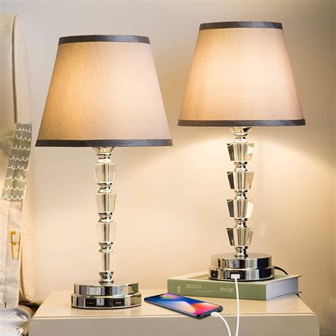lifeholder bedside lamp exquisite crystal lamp  dual usb ports dimmable touch lamp include