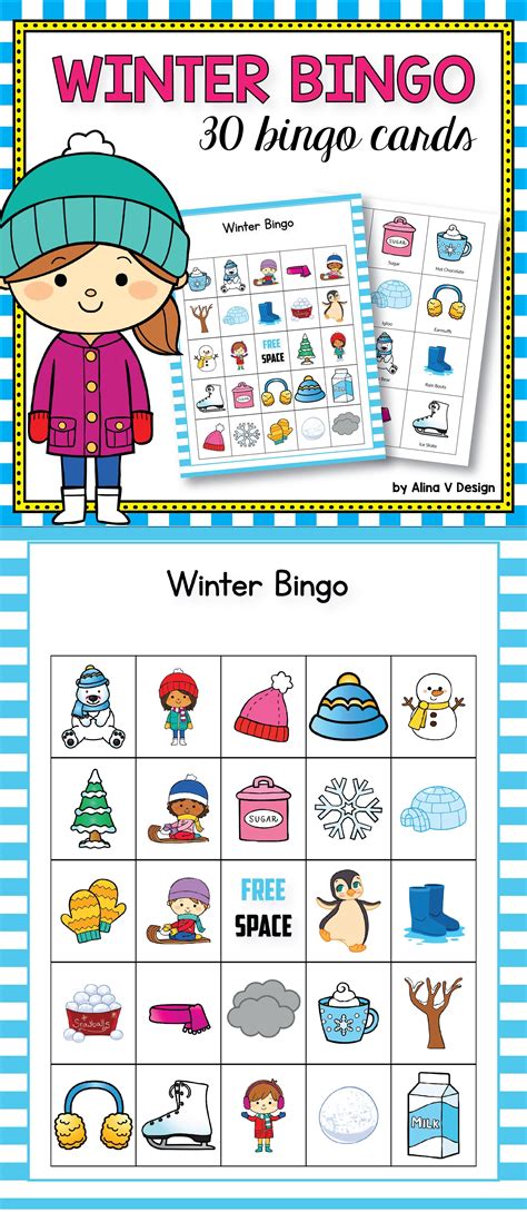 winter bingo cards  printable templates printable