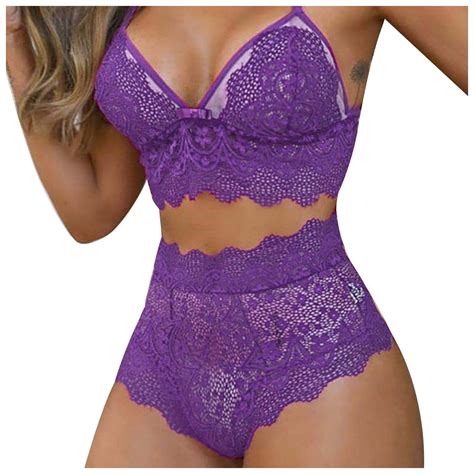 Qcmgmg Women Lace Lingerie Set Bra And Panty Set Sexy Strappy Bra And