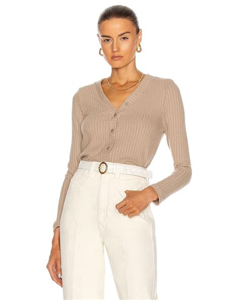 Enza Costa Synthetic Sweater Rib Cropped Cardigan In Taupe Natural Lyst