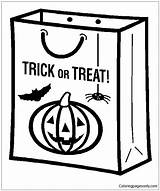 Pages Treat Trick Coloring Bag Halloween Holidays Printable Color Coloringpagesonly sketch template