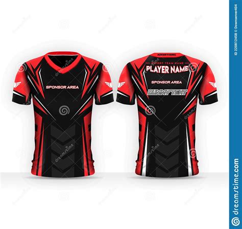 red  black gaming jersey   sport players  shirt design template stock vector