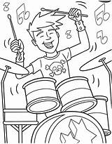 Coloring Pages Band Boy Rock Roll Drum Set Color Drawing Drummer Metal Drumset Kids Play Drums Hiking Showtime Playing Printable sketch template