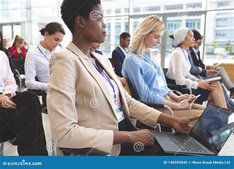 business people attending  business seminar stock photo image