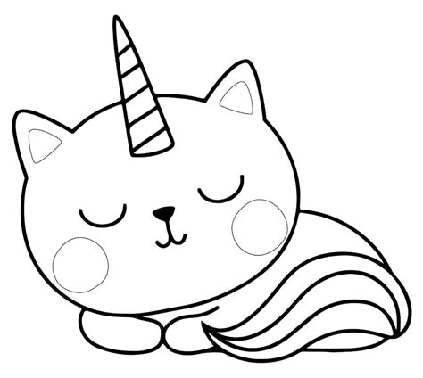 sleeping unicorn cat coloring page  printable coloring pages  kids