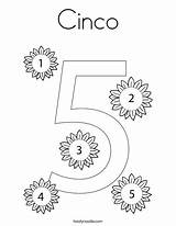 Coloring Cinco Number Five Print Ll Twistynoodle sketch template