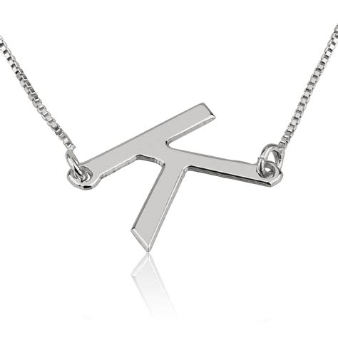 personalized slanted initial necklace   white gold persjewel