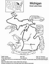 Michigan Coloring State Pages Printable Getcolorings Symbols Getdrawings Outline Map Colorings Color sketch template