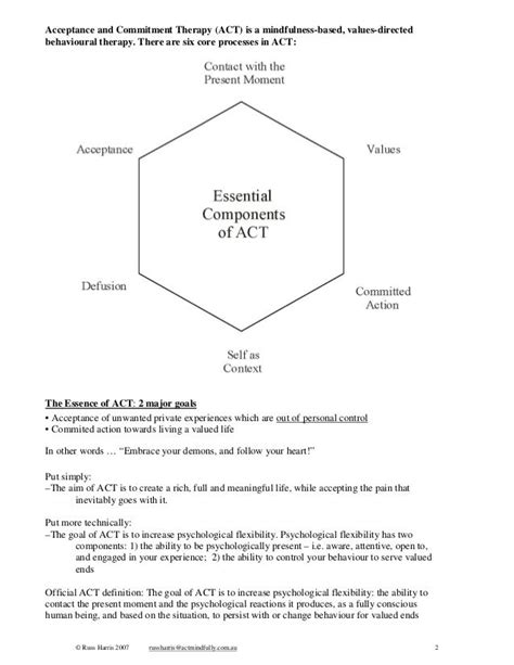 acceptance  commitment therapy act introductory workshop handout