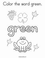 Coloring Green Color Word Pages Things Activities Colors Worksheets Preschool Printable Kids Twistynoodle Words Sheets Red Print Pre Twisty Noodle sketch template