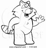 Waving Raccoon Friendly Clipart Cartoon Cory Thoman Outlined Coloring Vector 2021 sketch template