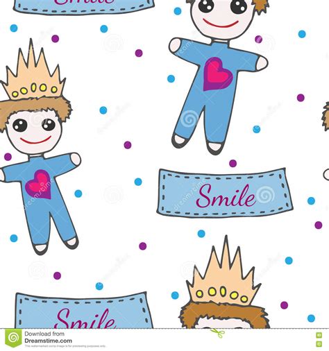 Seamless Pattern With Little Prince Toy On Crone And With
