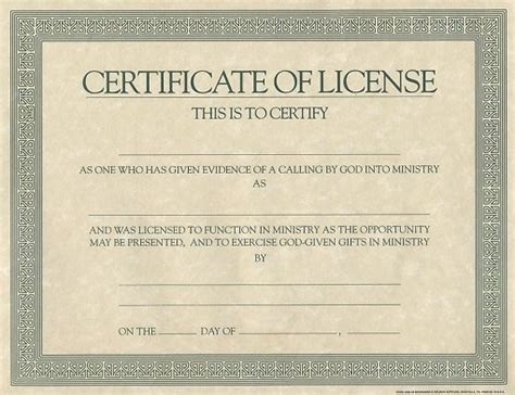 certificate license  minister cokesbury
