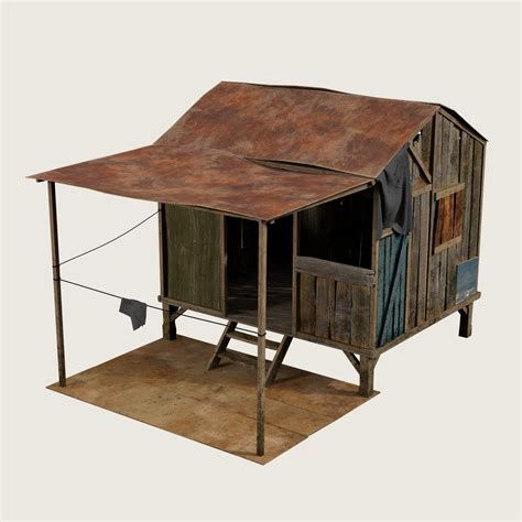 model  wooden shack vr ar  poly cgtrader