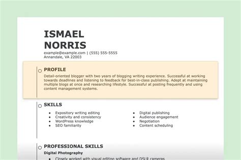 resume profile examples  land job interviews