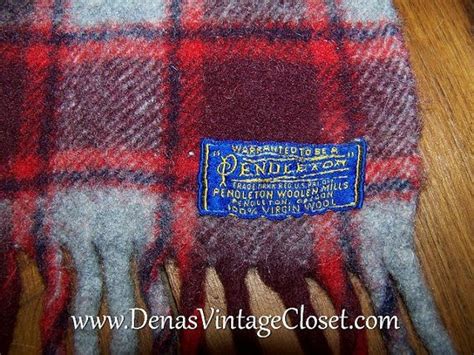 vintage red plaid pendleton wool blanket 46 by