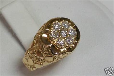 ebaysuzdgc : ESTATE! 14K Men's Yellow Gold Diamond Nugget