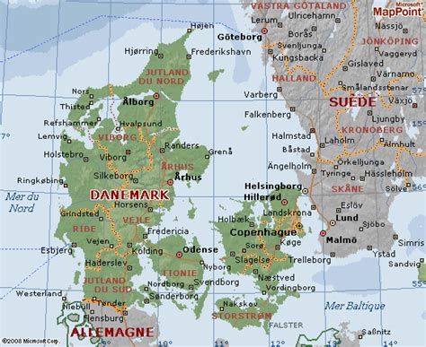 carte du danemark  carte geographique danemark
