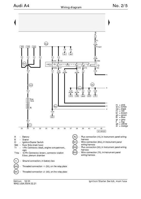 audi  wiring diagram  ignitionstarter switch main fuse schematic wiring diagrams