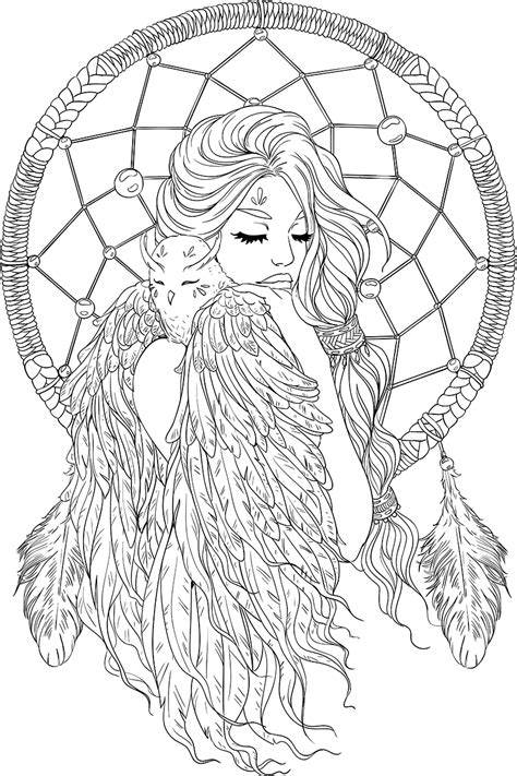 lineartsy free adult coloring page dreamcatcher lined dream catcher coloring pages free adult