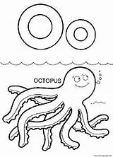 Coloring Pages Animals Letter Octopus Alphabet Preschool Printable Sea Ocean Color Kindergarten Drawing Crafts Sheets Animal Book Realistic Info Kids sketch template