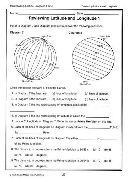 printable latitude  longitude worksheets  kidsworksheetfun