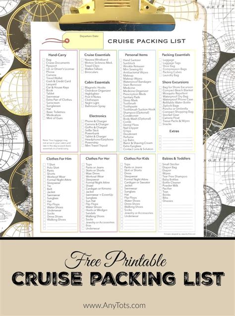 printable cruise packing lists
