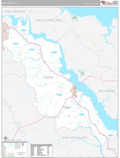 essex county va wall map premium style  marketmaps mapsales