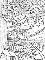 Coloring Rainforest Pages Animals Jungle Forest Kids Rain Tropical Drawing Monkey Colouring Snake Hanging Plants Animal Getdrawings Printable Online Choose sketch template