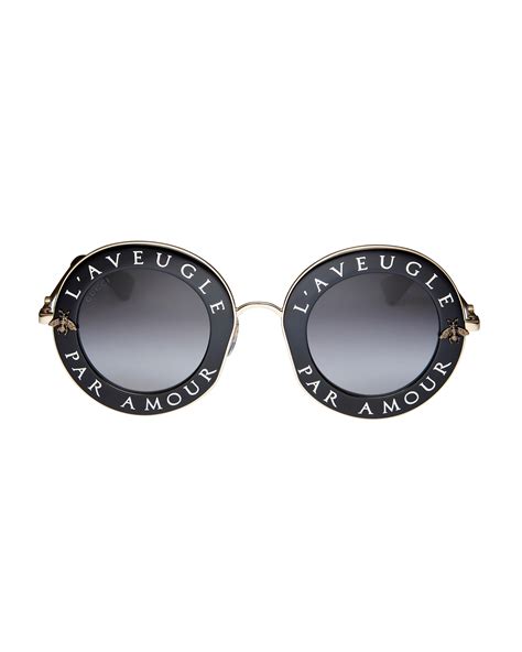 gucci blind for love round sunglasses in black lyst