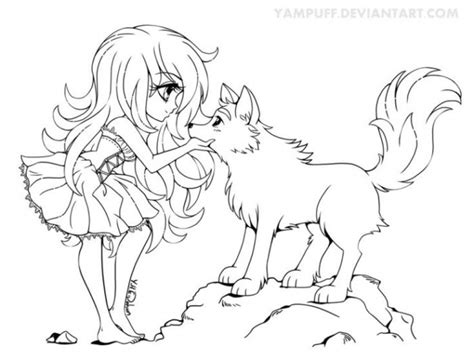 printable anime wolf girl coloring pages
