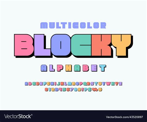 blocky font royalty  vector image vectorstock