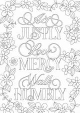 Mercy Justly Bible Micah Verse Humbly sketch template