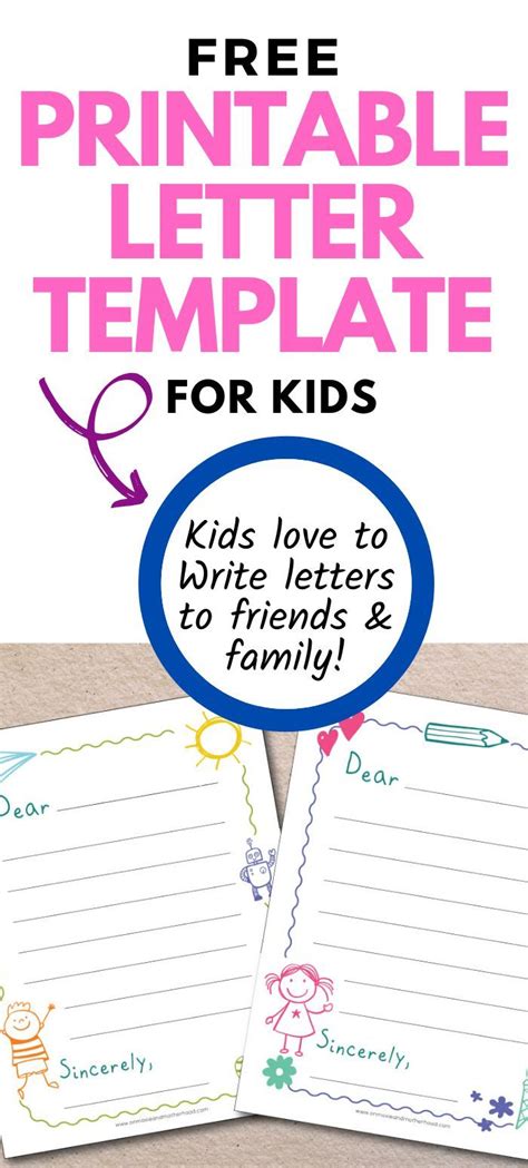 printable letter template  kids  write letters