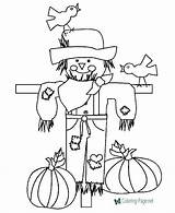 Coloring Thanksgiving Pages Printable Scarecrow Pumpkin Color Scary Print Getcolorings Bird sketch template