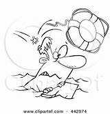 Overboard Floating Man Cartoon Wood Outline Illustration Royalty Toonaday Rf Clip Leishman Ron Clipart Regarding Notes sketch template