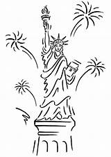 Liberty Statue Coloring Pages July 4th Drawing Color Independence American Template Printable Print Fireworks Lady Line Getdrawings Flag Choose Board sketch template