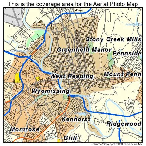 aerial photography map  reading pa pennsylvania